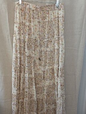 Floral Patchwork Maxi Skirt - Cream